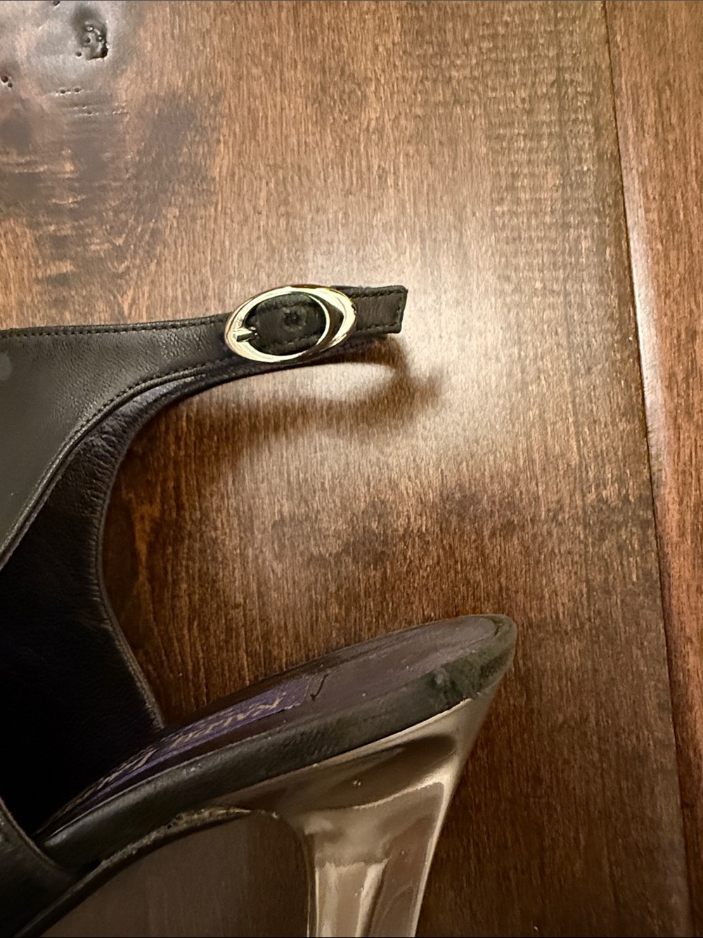 Ralph Lauren collection black leather sling back heels size-6. - Picture 5 of 9